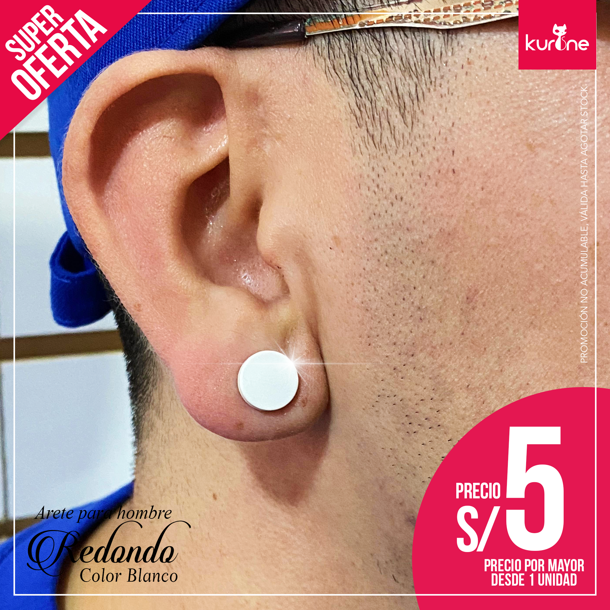 Arete redondo para hombre