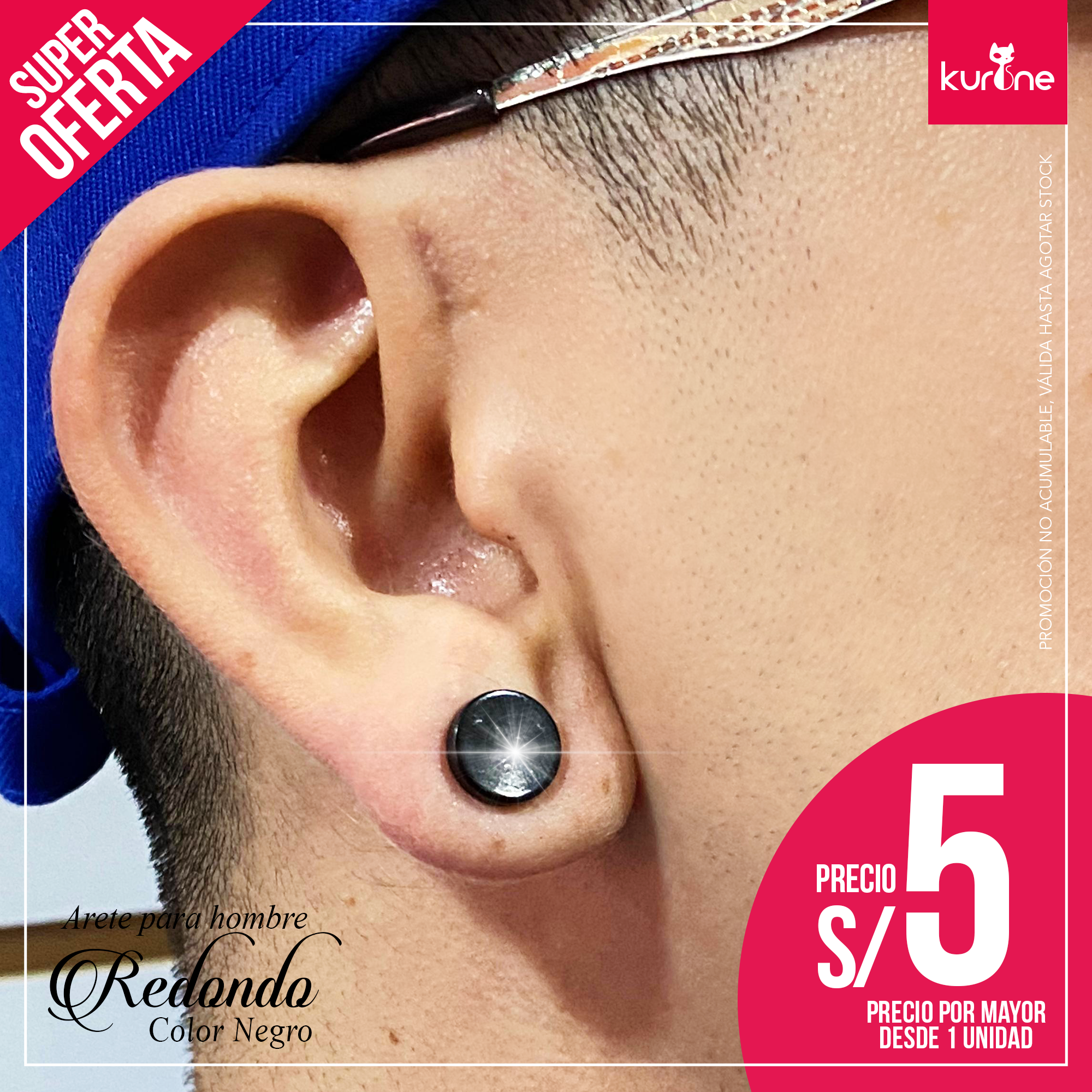 Arete redondo para hombre