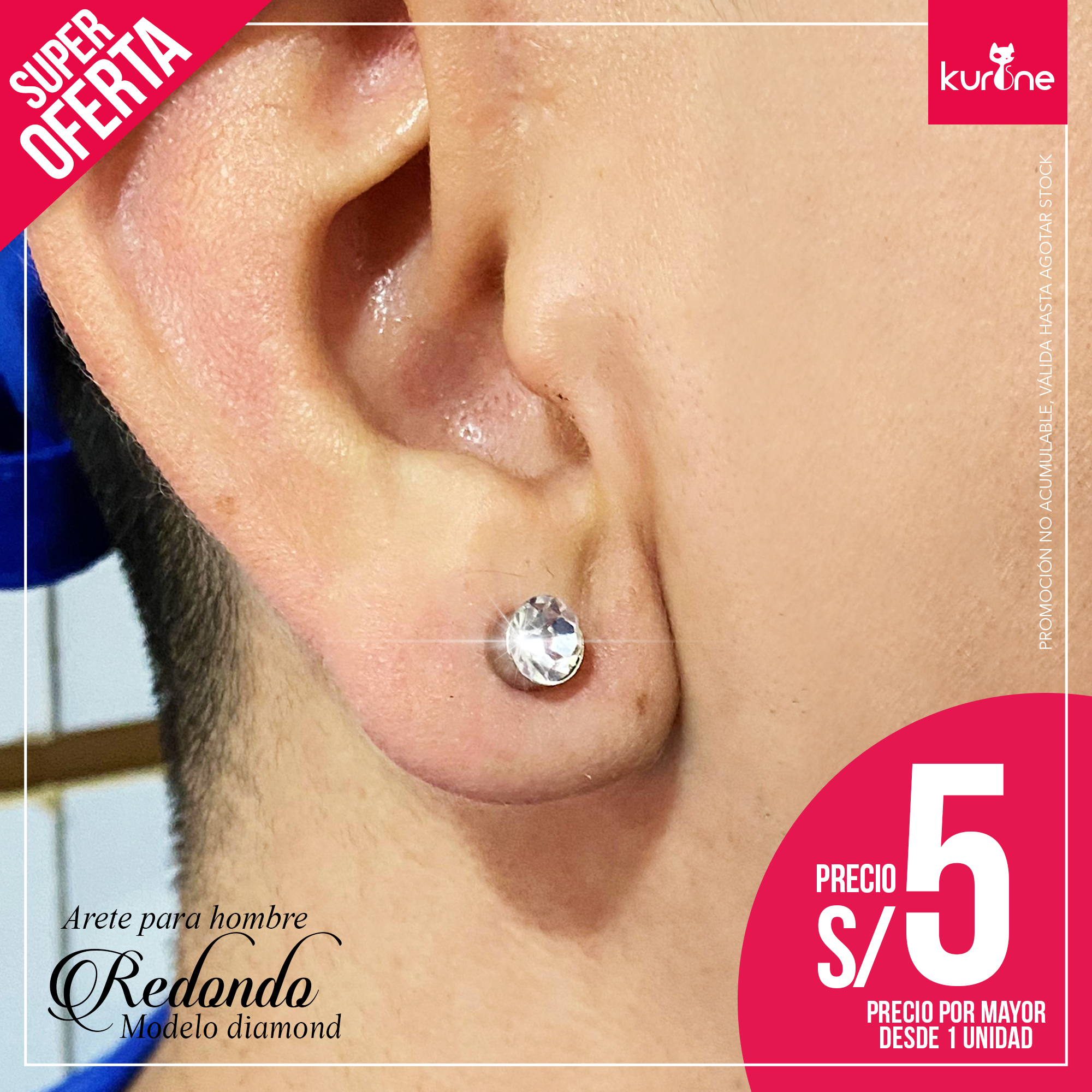 Arete redondo para hombre