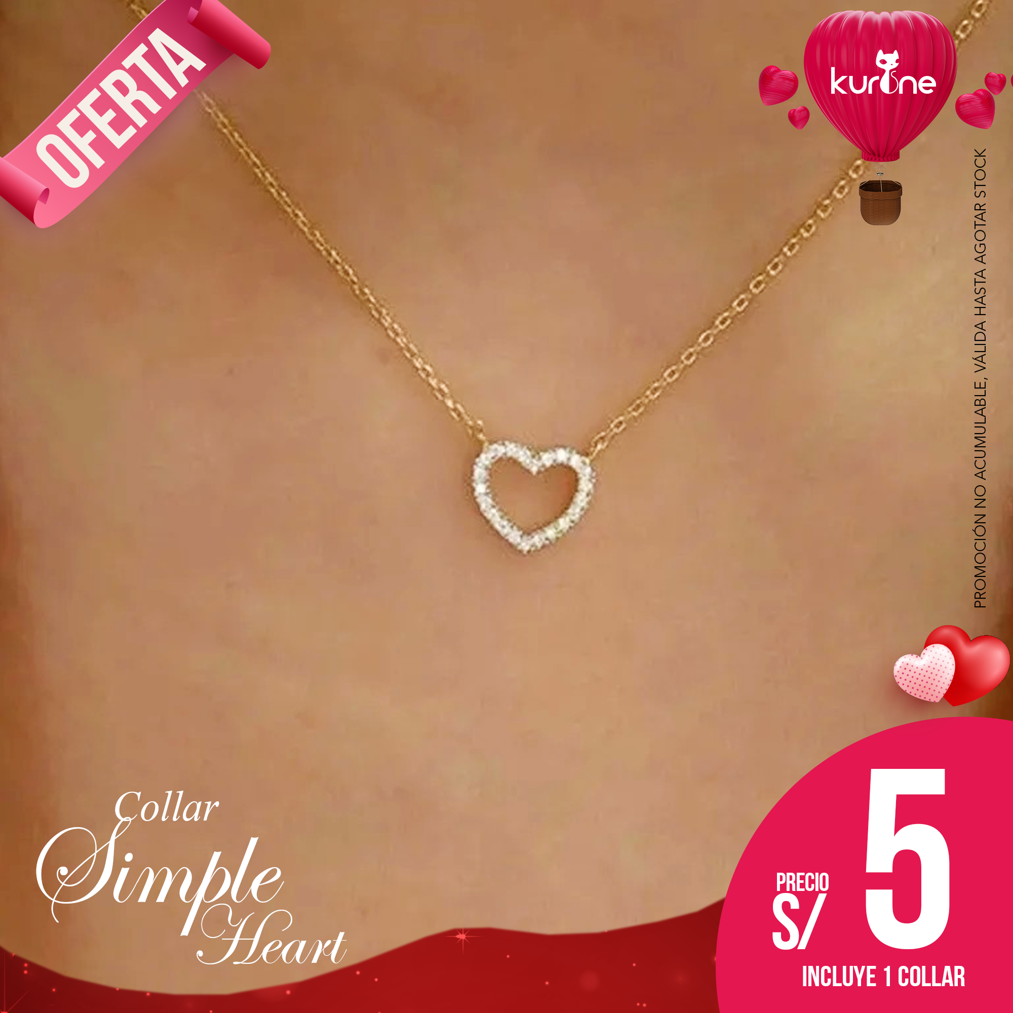 (096) Collar Simple Heart