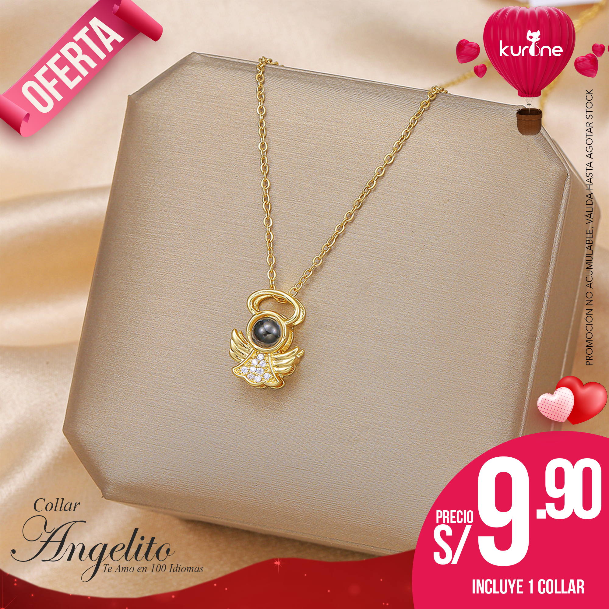 (184) Collar Angelito / Te Amo en 100 Idiomas