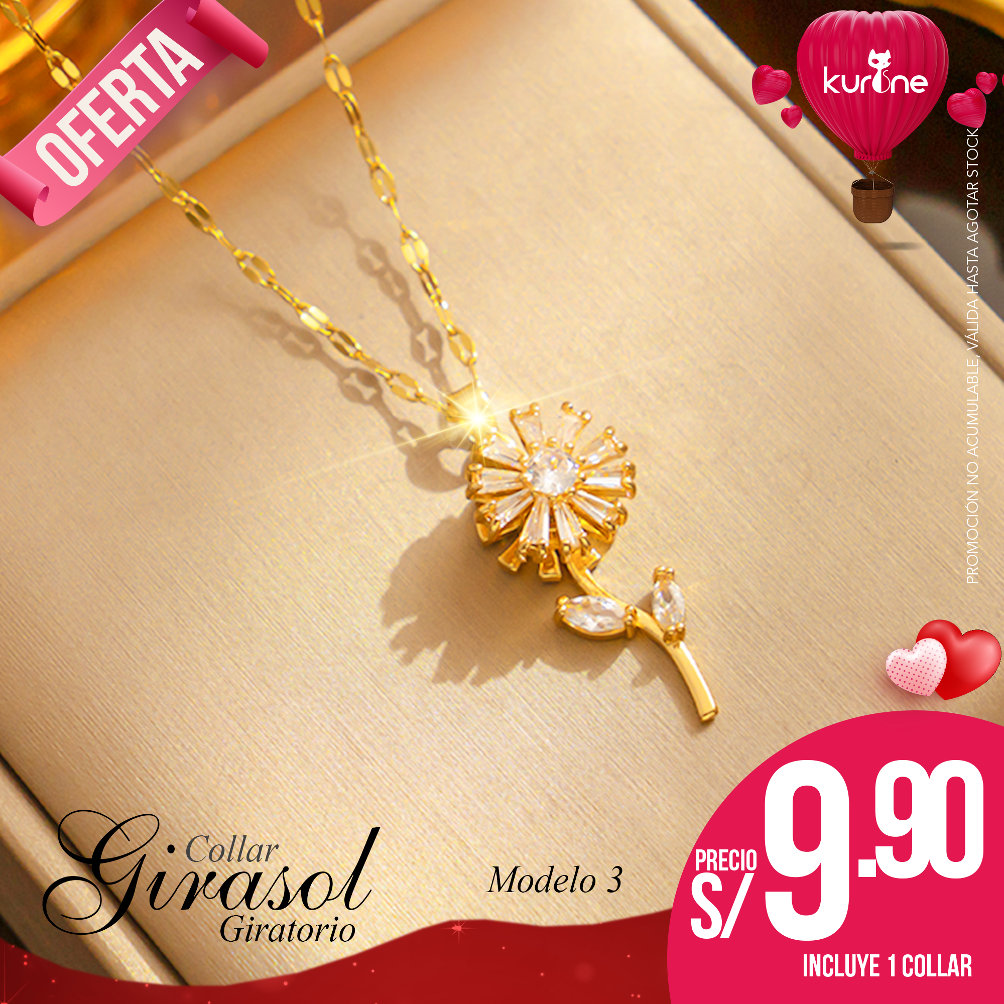 (033) Collar Girasol Giratorio Modelo 3