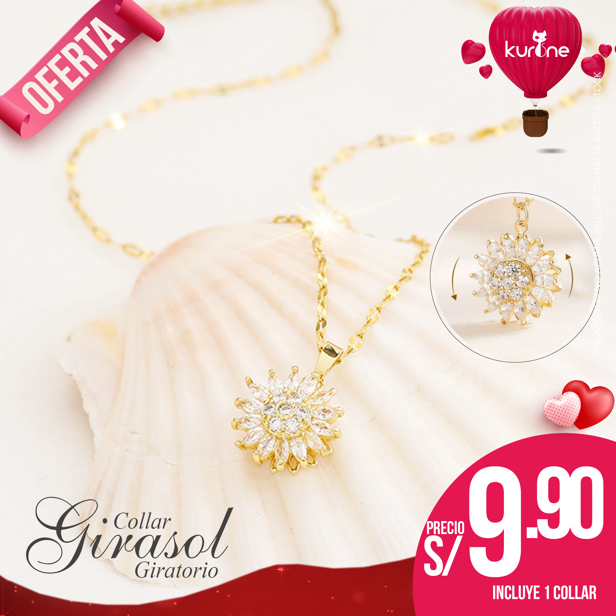 (002) Collar Girasol Giratorio