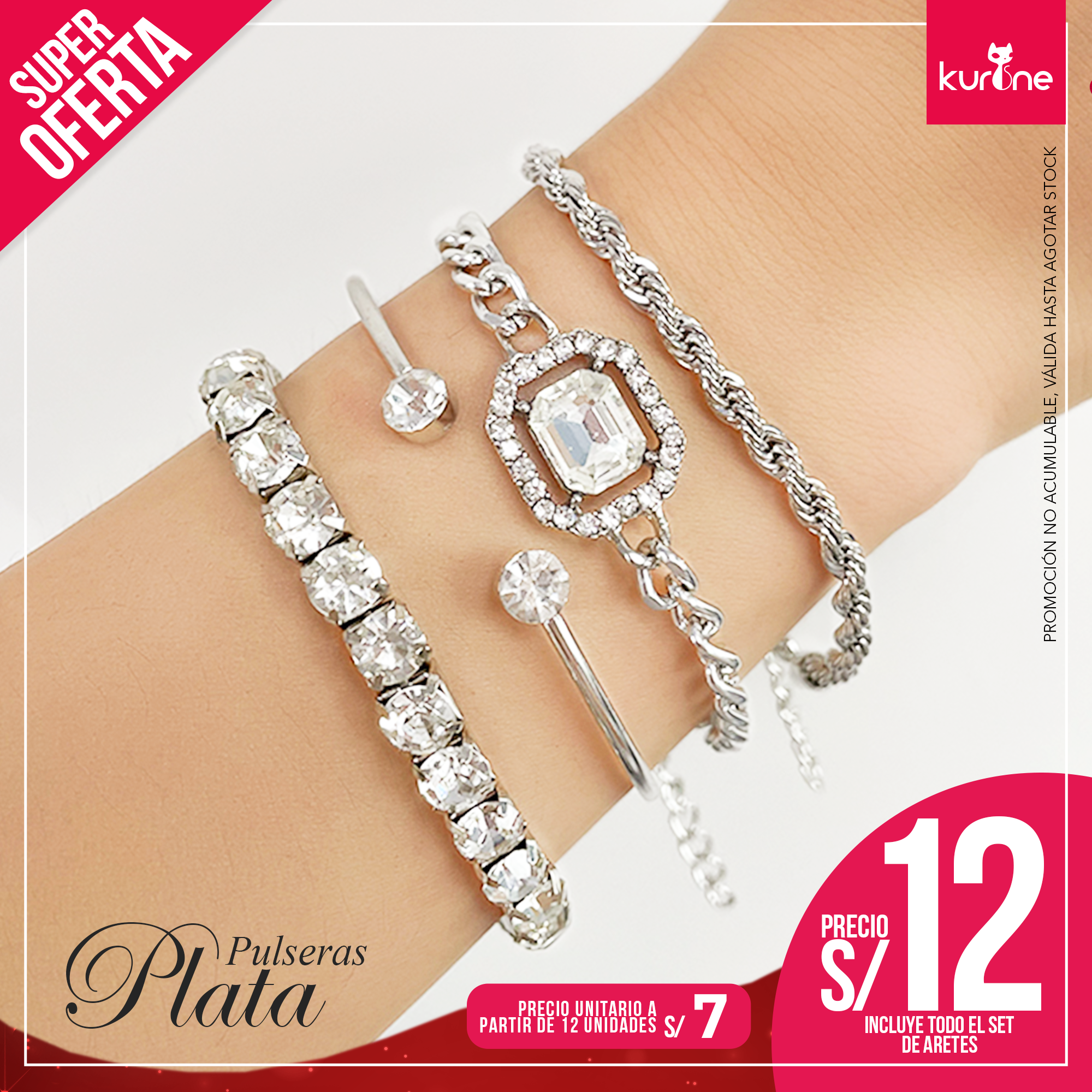 Set de Pulseras Plata