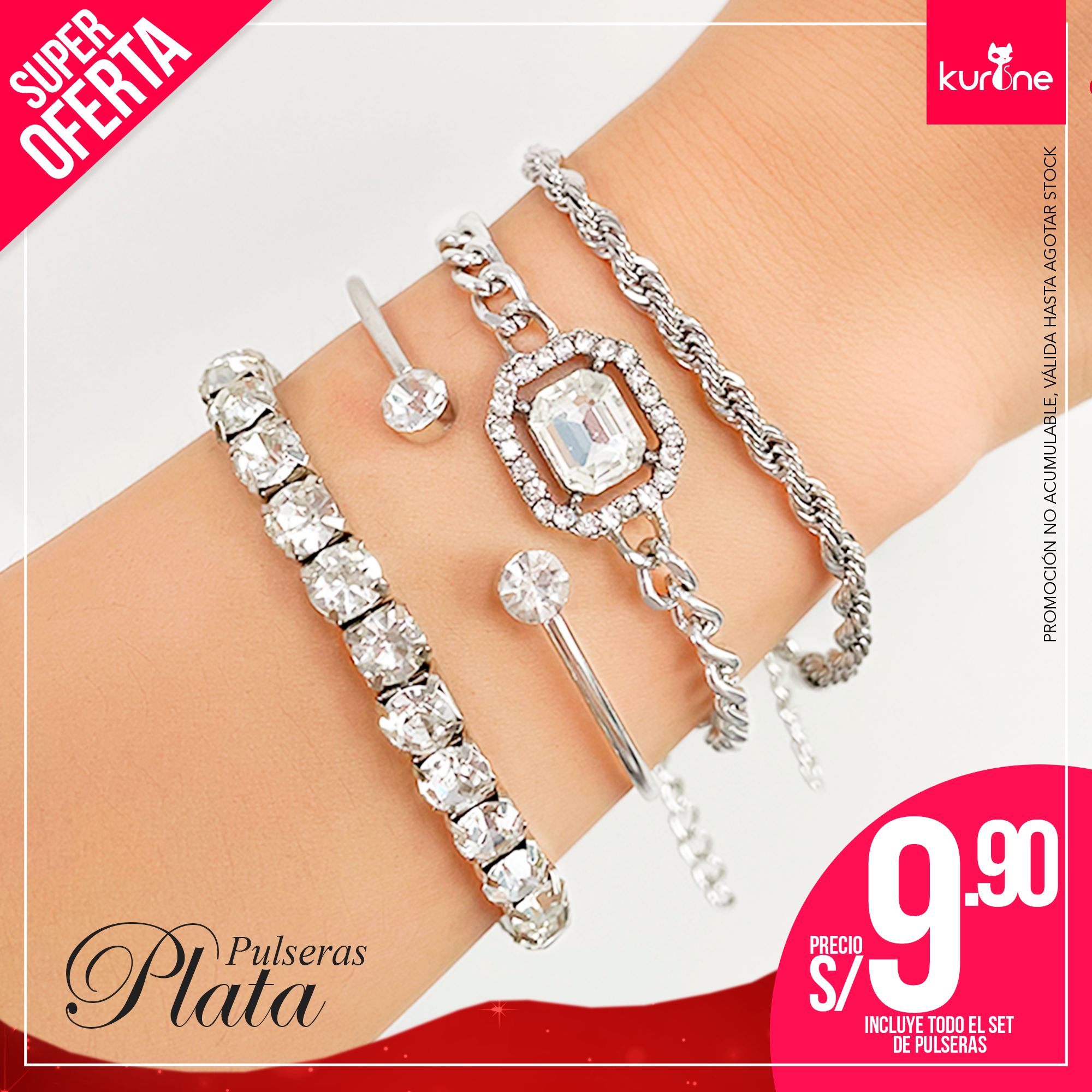 (018) Set de Pulseras Plata
