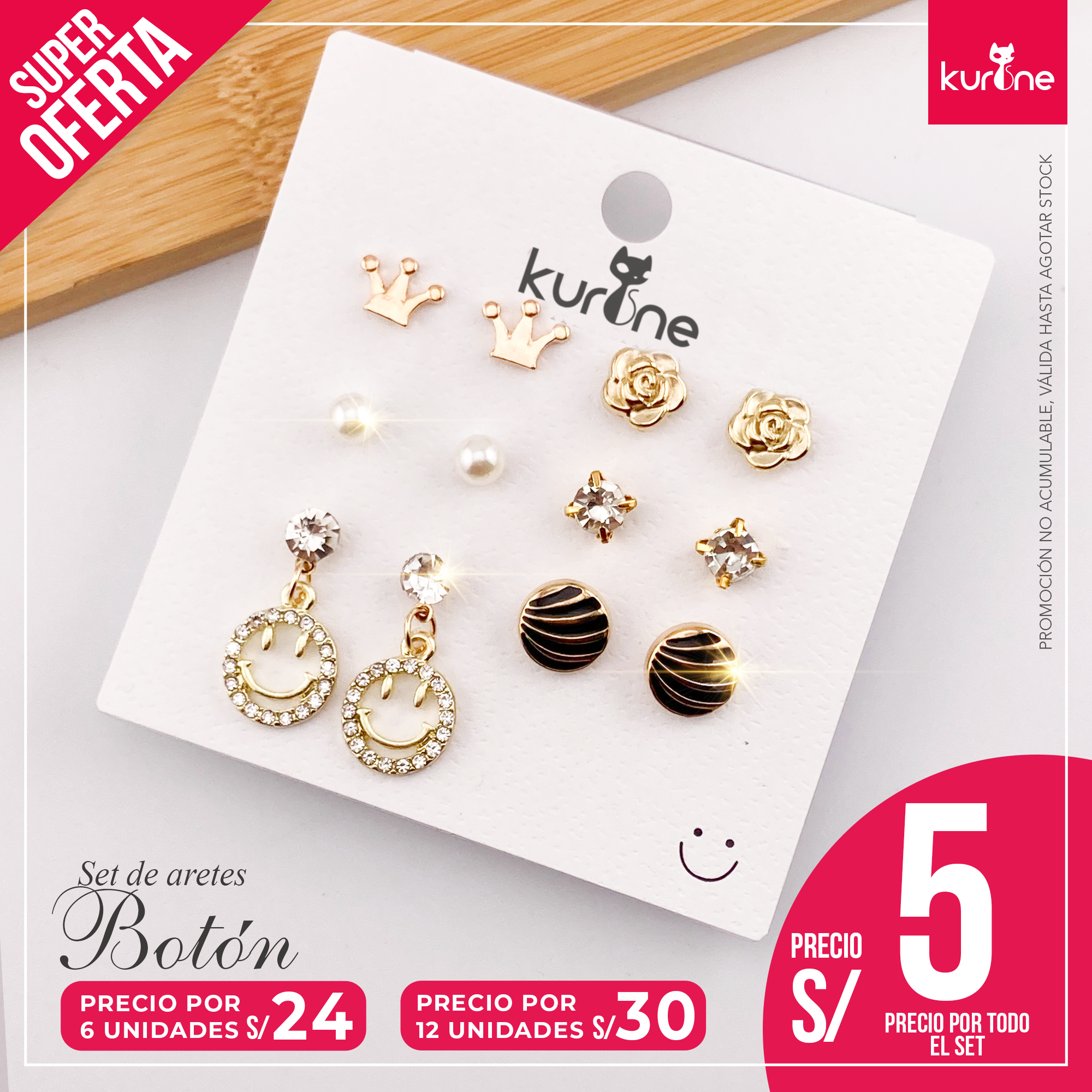 Set de Aretes Botón