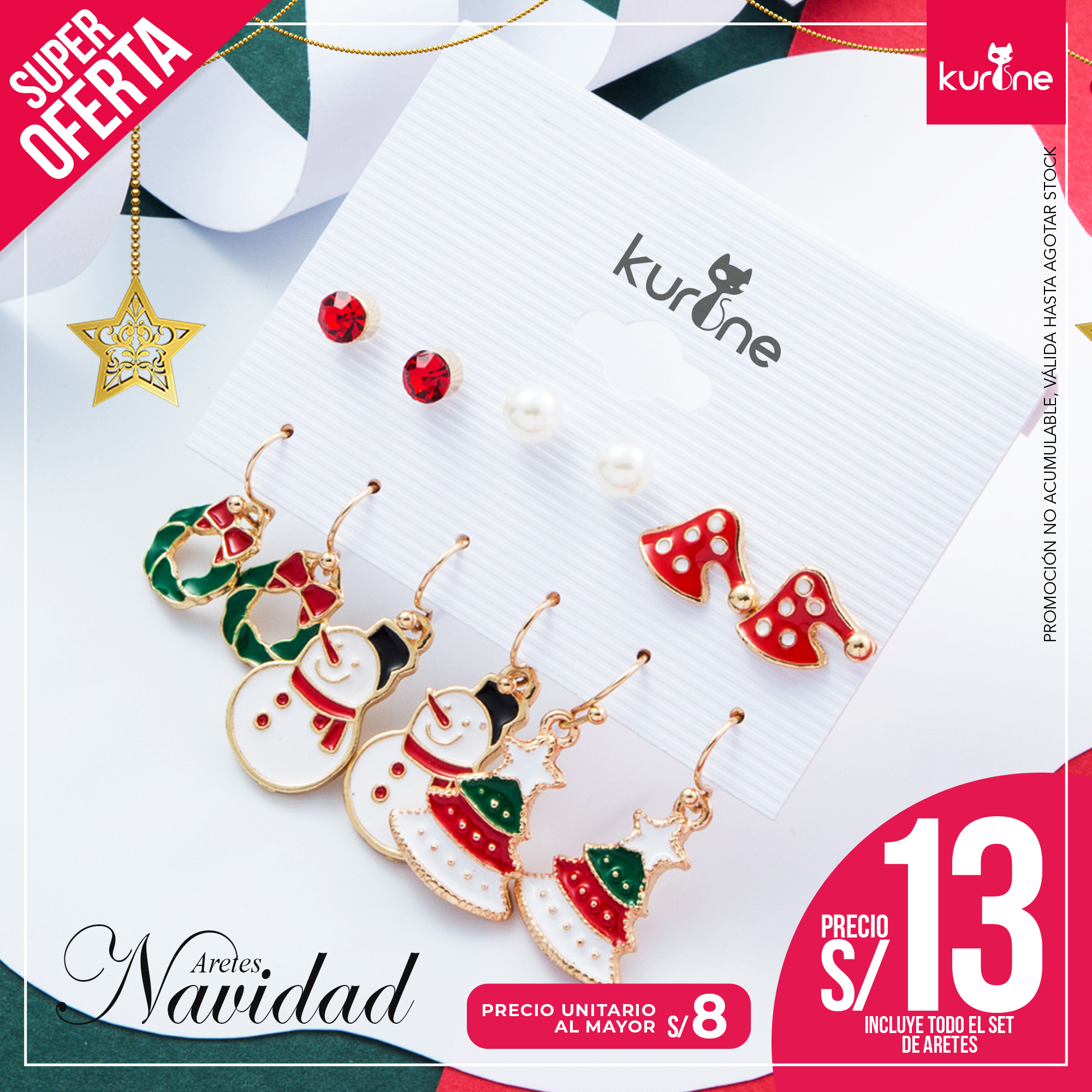 Set de Aretes Navidad