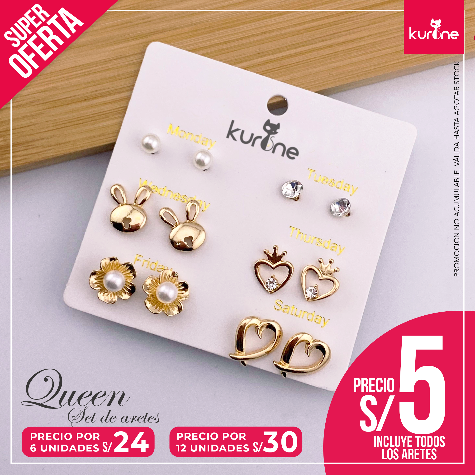 Set de Aretes Queen