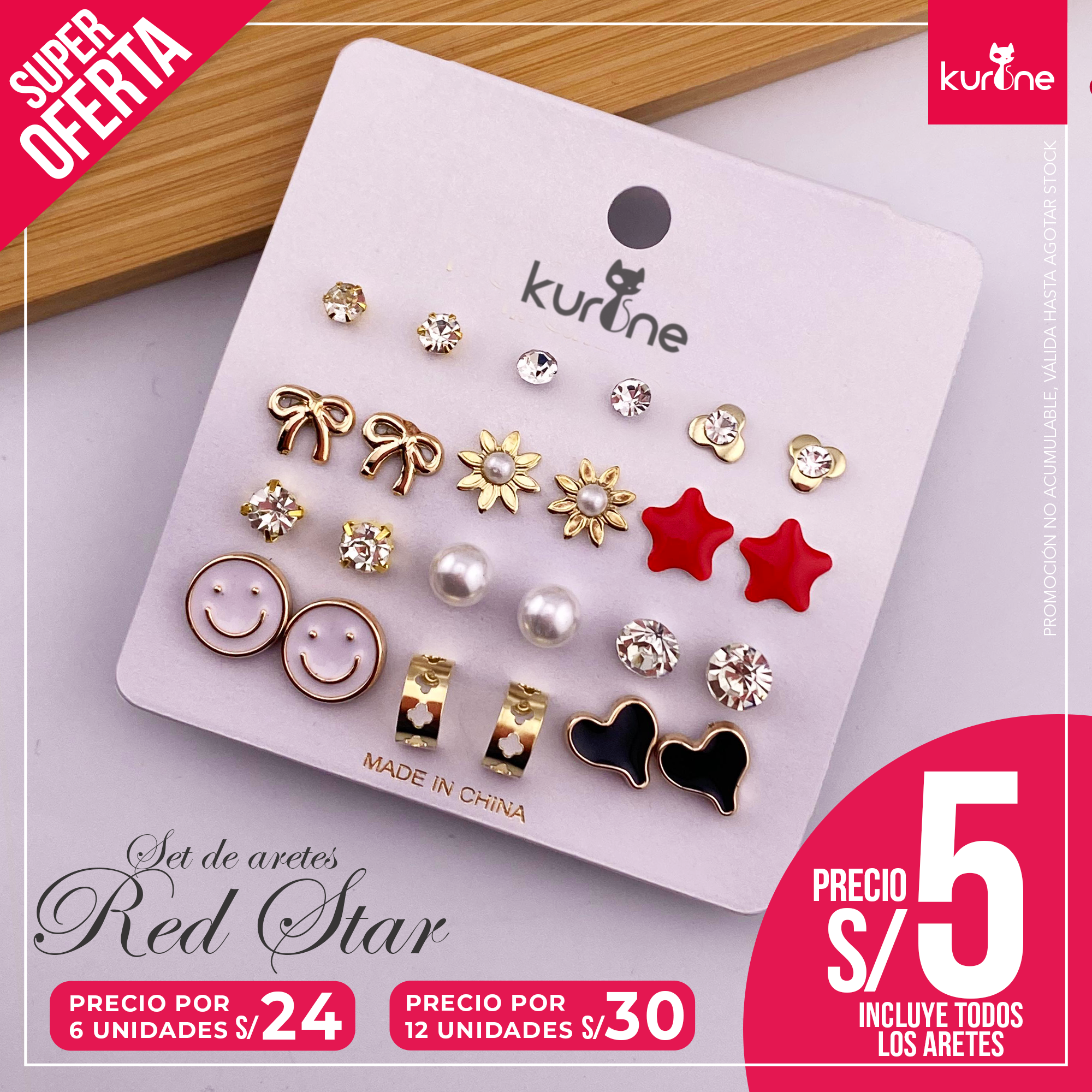 Set de Aretes Red Star