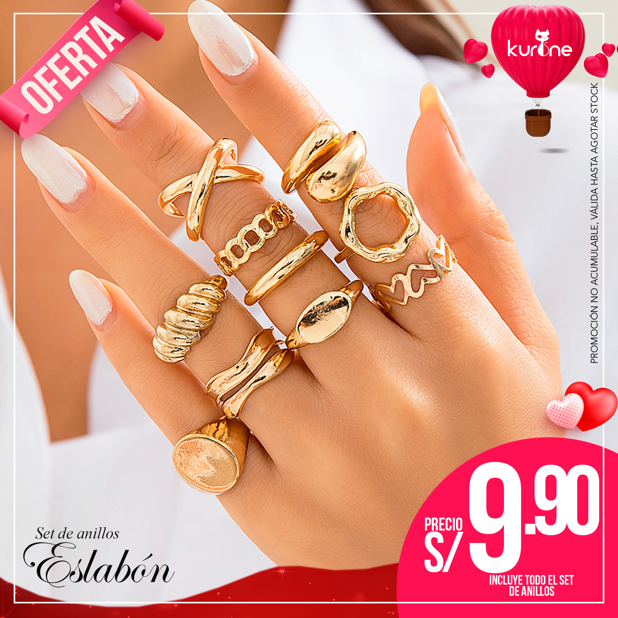 (099) Set de Anillos Eslabón