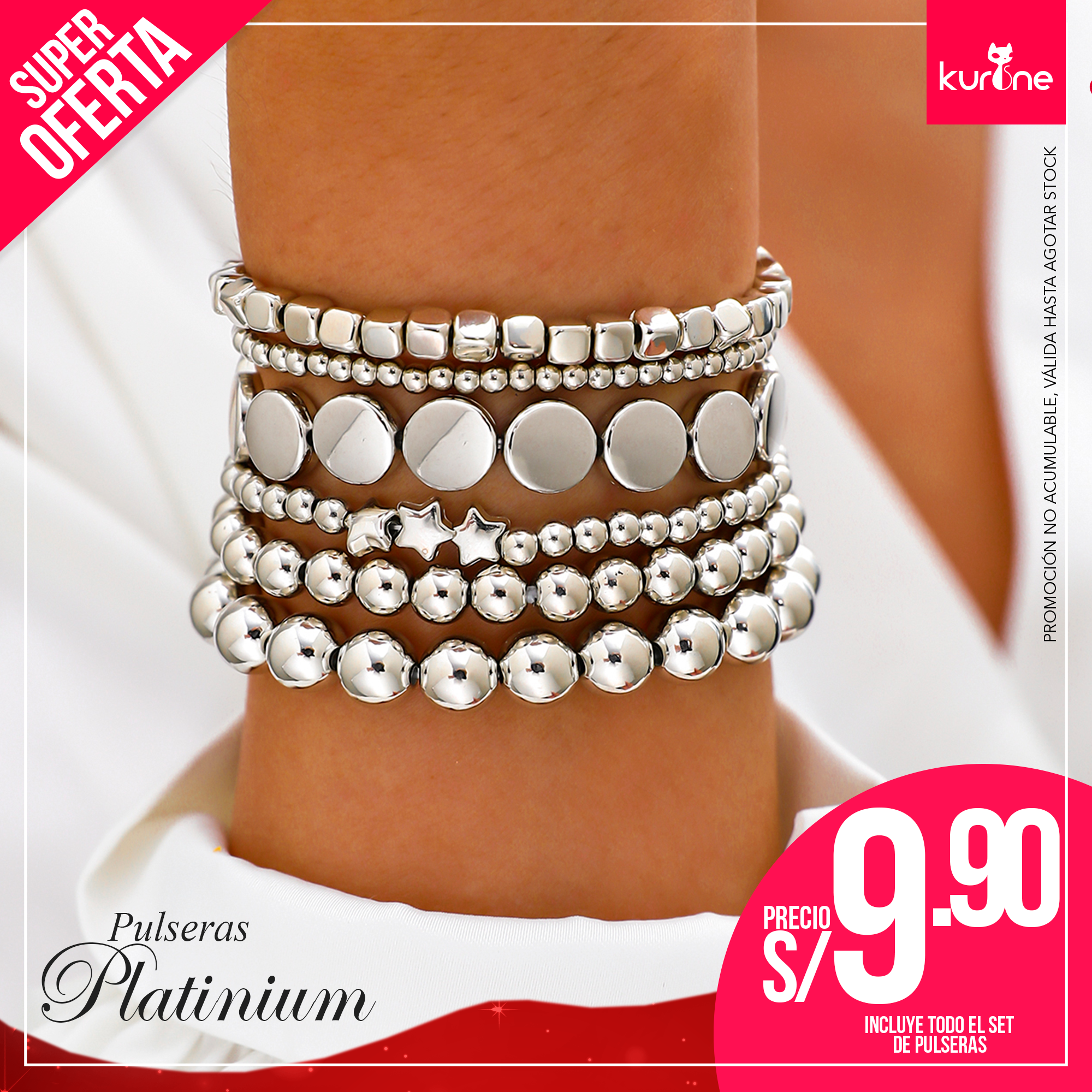 (095) Set de Pulseras Platinium