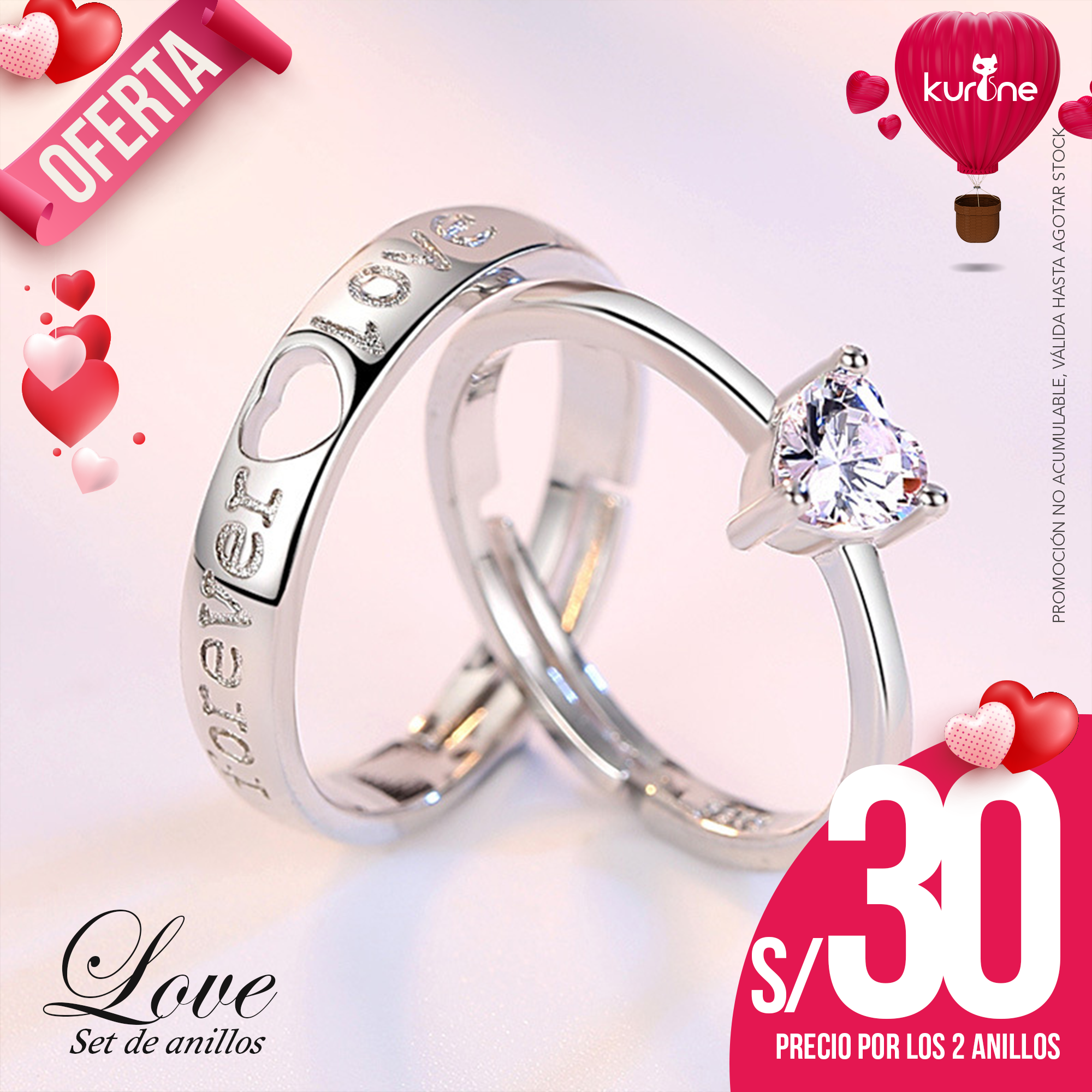 Set de anillos Love