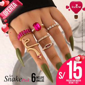 Set de anillos Snake Pink