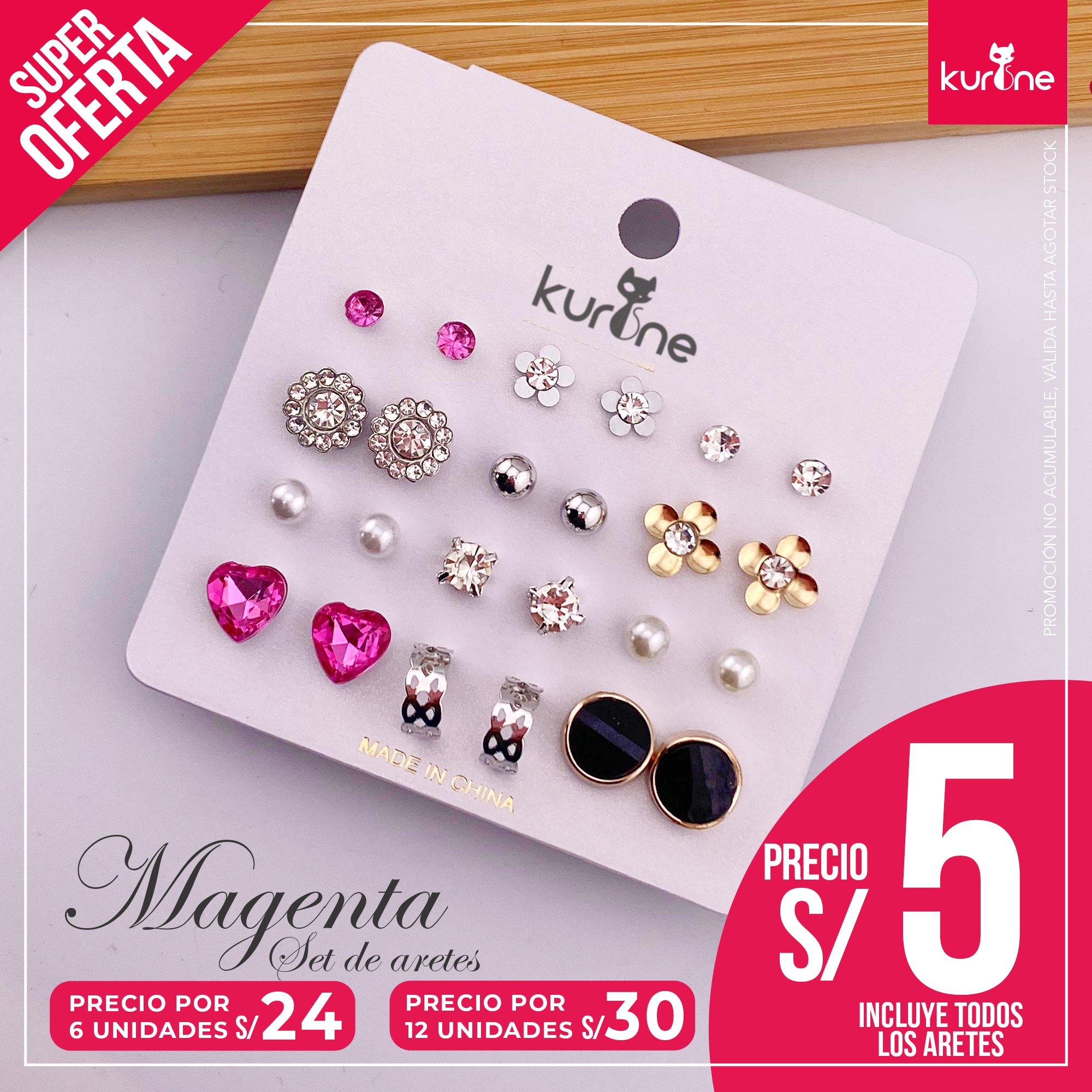 Set de Aretes Magenta