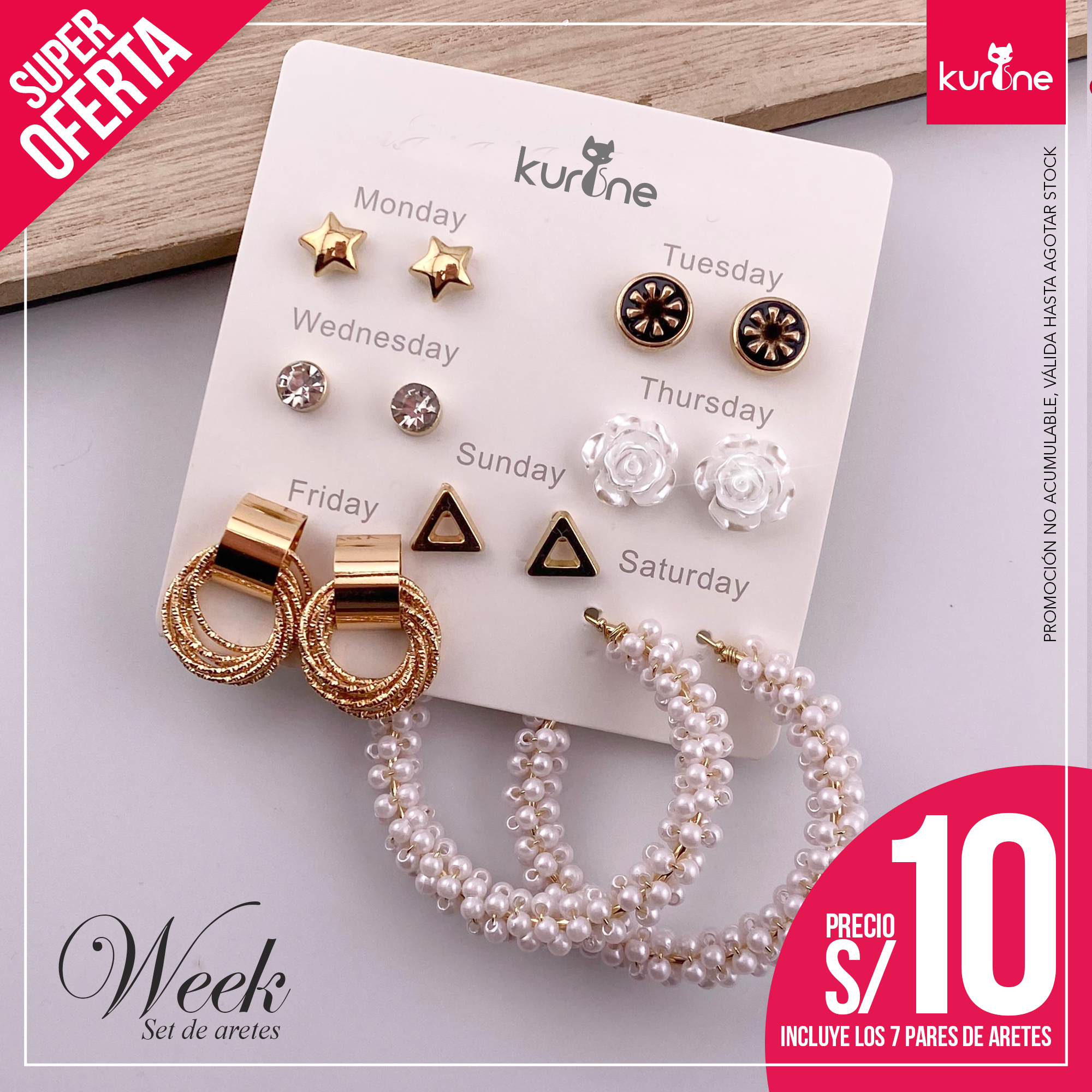 Set de aretes Week