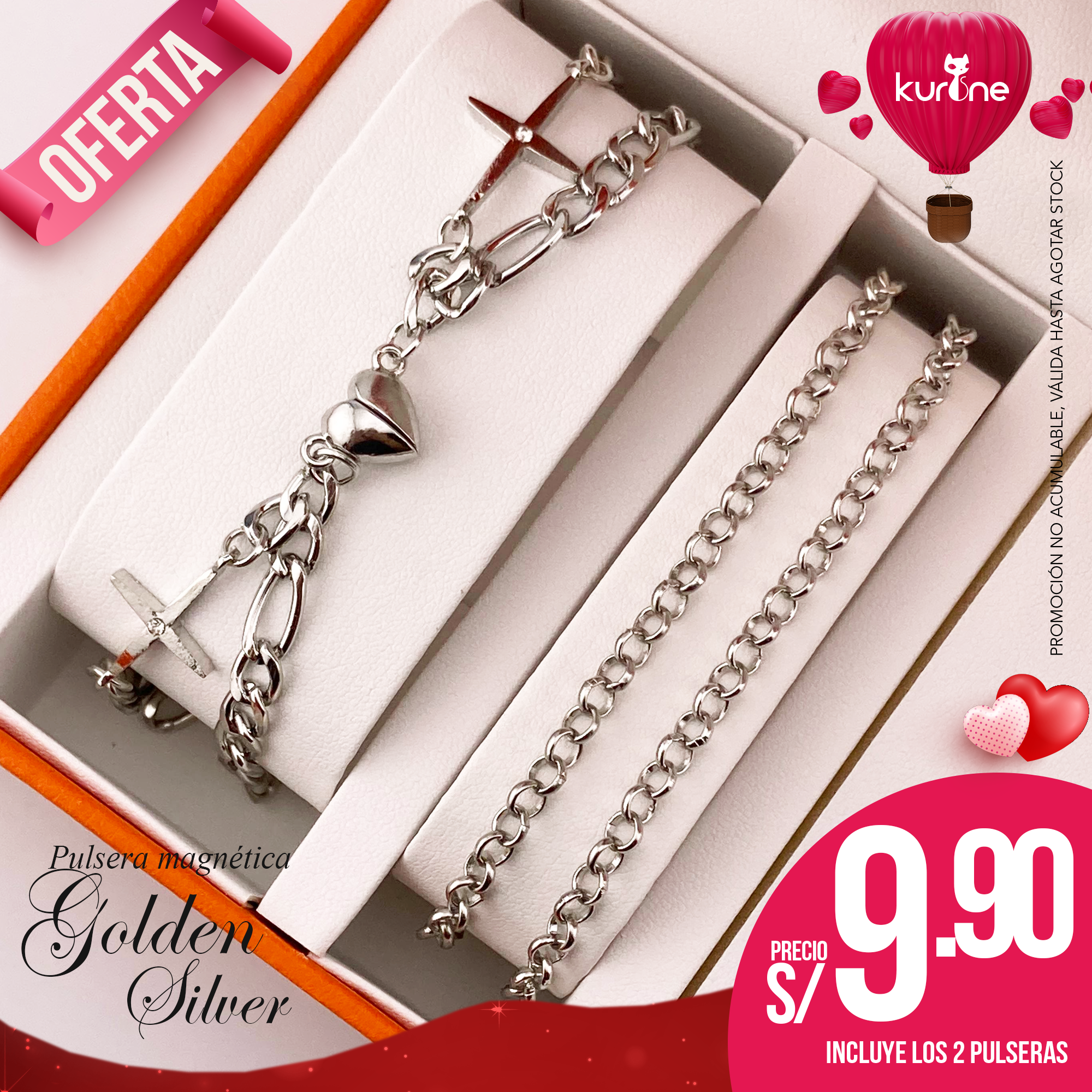 (167) Pulsera Magnética Golden Silver